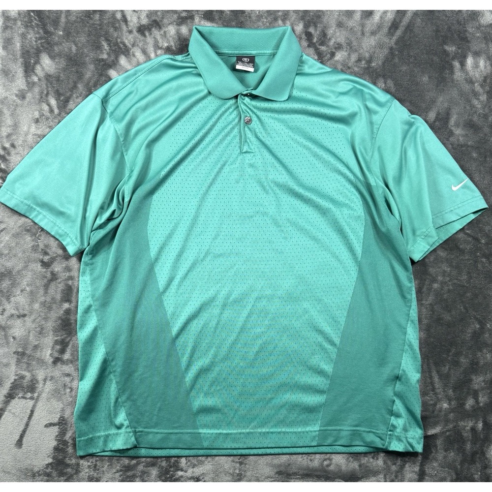 Nike Golf Dri-FIT Mens XL Aqua Green Performance Short Sleeve Polo Shirt